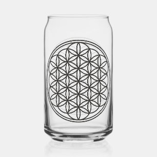 FLOWER OF LIFE - Sacred Geometry Symbol outline 1 Can Glass