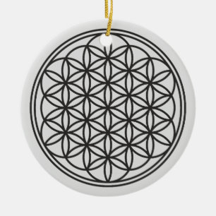 FLOWER OF LIFE - Sacred Geometry Symbol outline 1 Ceramic Ornament