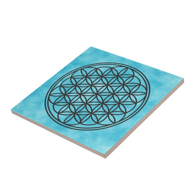 FLOWER OF LIFE - Sacred Geometry Symbol outline 1 Ceramic Tile (Side)