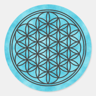 FLOWER OF LIFE - Sacred Geometry Symbol outline 1 Classic Round Sticker