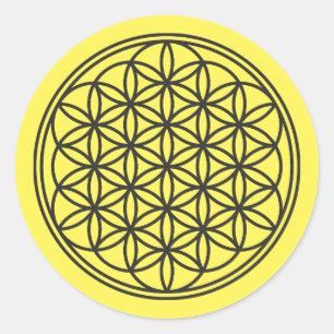 FLOWER OF LIFE - Sacred Geometry Symbol outline 1 Classic Round Sticker
