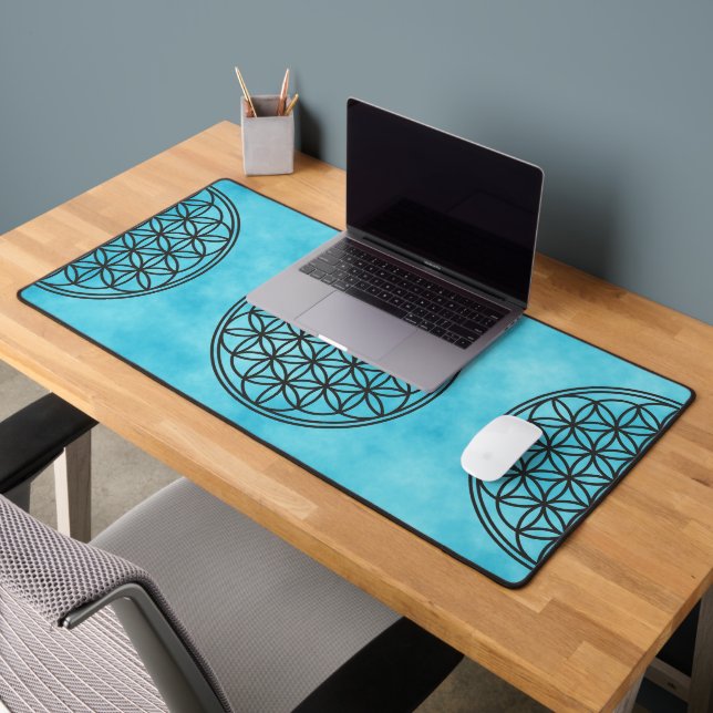 FLOWER OF LIFE - Sacred Geometry Symbol outline 1 Desk Mat (Office 2)