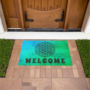 FLOWER OF LIFE - Sacred Geometry Symbol outline 1 Doormat