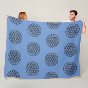 FLOWER OF LIFE - Sacred Geometry Symbol outline 1 Fleece Blanket