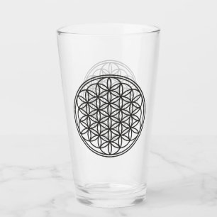 FLOWER OF LIFE - Sacred Geometry Symbol outline 1 Glass
