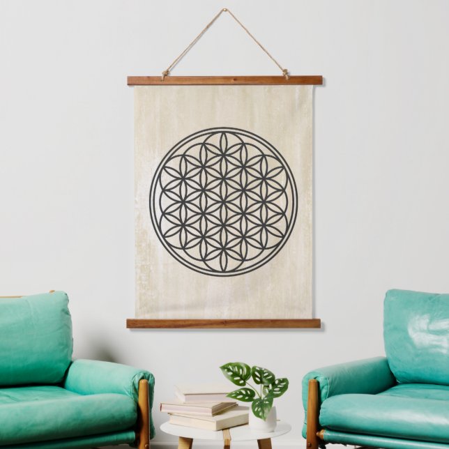 FLOWER OF LIFE - Sacred Geometry Symbol outline 1 Hanging Tapestry (Living Room)