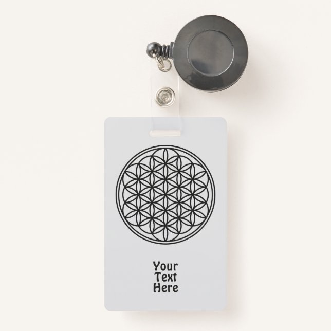 FLOWER OF LIFE - Sacred Geometry Symbol outline 1 ID Badge (Front with Retractable)