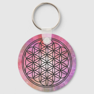 FLOWER OF LIFE - Sacred Geometry Symbol outline 1 Key Ring