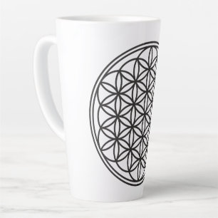 FLOWER OF LIFE - Sacred Geometry Symbol outline 1 Latte Mug