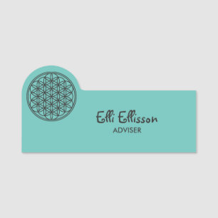 FLOWER OF LIFE - Sacred Geometry Symbol outline 1 Name Tag