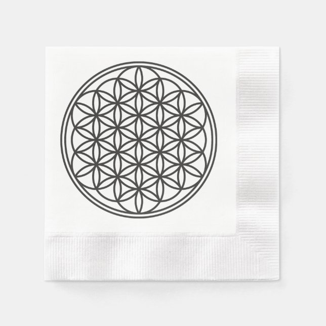 FLOWER OF LIFE - Sacred Geometry Symbol outline 1 Napkin (Front)