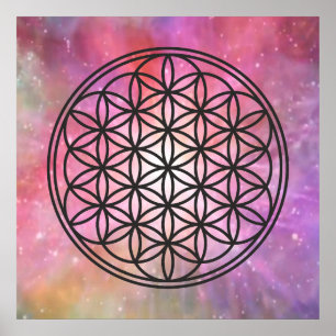 FLOWER OF LIFE - Sacred Geometry Symbol outline 1 Poster