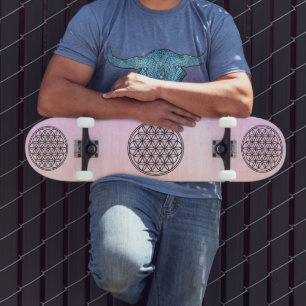 FLOWER OF LIFE - Sacred Geometry Symbol outline 1 Skateboard