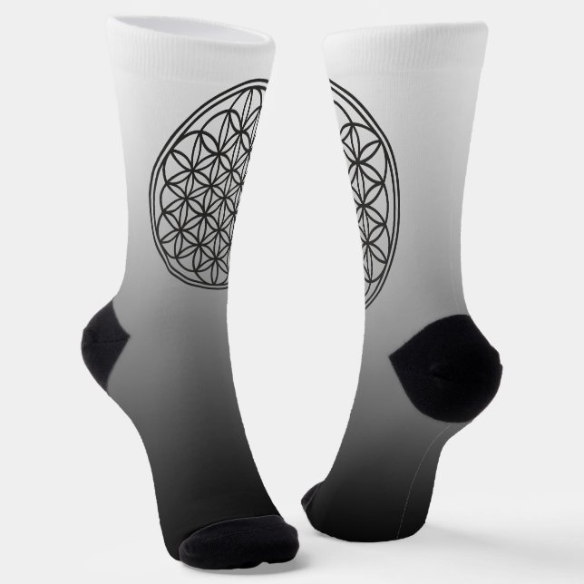 FLOWER OF LIFE - Sacred Geometry Symbol outline 1 Socks (Angled)
