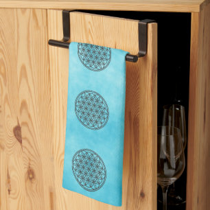 FLOWER OF LIFE - Sacred Geometry Symbol outline 1 Tea Towel