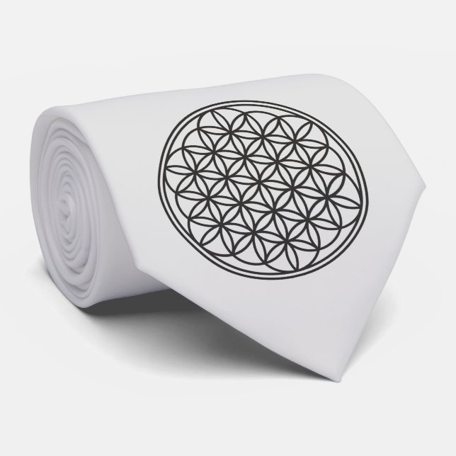 FLOWER OF LIFE - Sacred Geometry Symbol outline 1 Tie (Rolled)