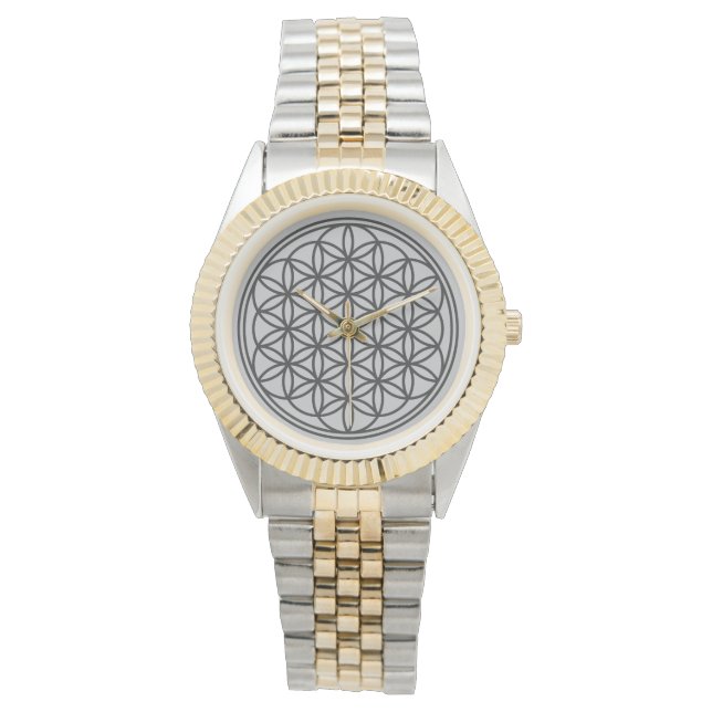 FLOWER OF LIFE - Sacred Geometry Symbol outline 1 Watch (Front)