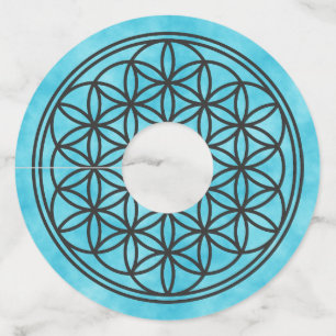 FLOWER OF LIFE - Sacred Geometry Symbol outline 1 Wine Glass Tag