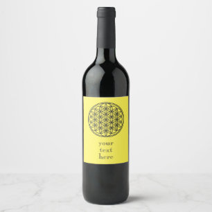 FLOWER OF LIFE - Sacred Geometry Symbol outline 1 Wine Label