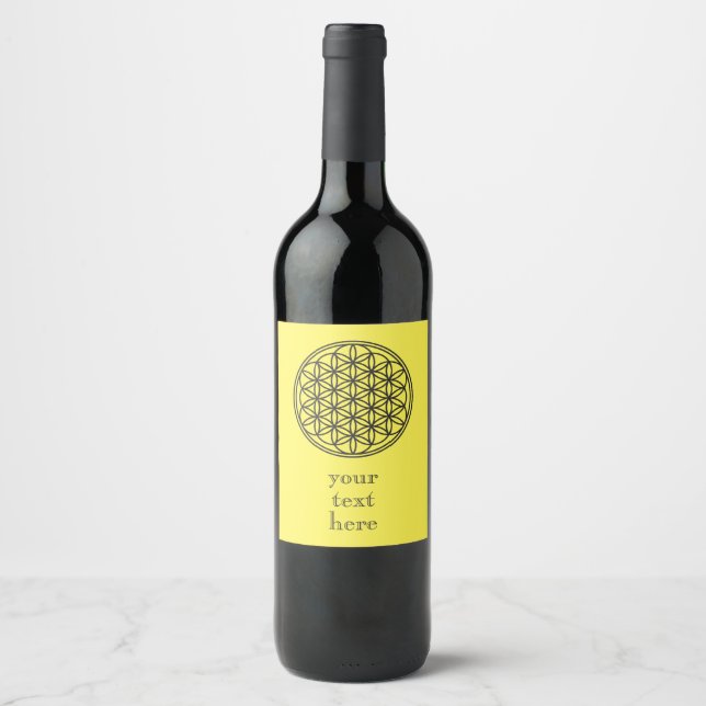 FLOWER OF LIFE - Sacred Geometry Symbol outline 1 Wine Label (Front)