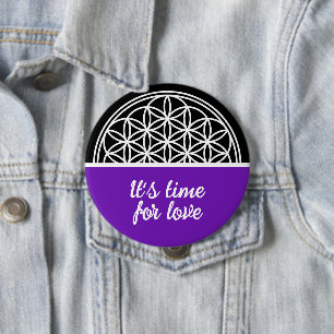 FLOWER OF LIFE - Sacred Geometry Symbol outline 2 10 Cm Round Badge