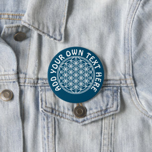 FLOWER OF LIFE - Sacred Geometry Symbol outline 2 7.5 Cm Round Badge