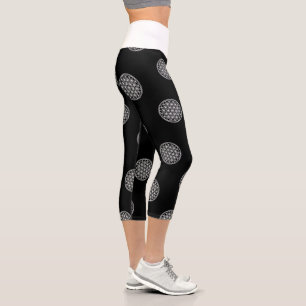FLOWER OF LIFE - Sacred Geometry Symbol outline 2 Capri Leggings