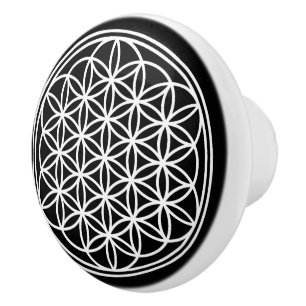 FLOWER OF LIFE - Sacred Geometry Symbol outline 2 Ceramic Knob