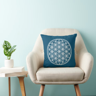 FLOWER OF LIFE - Sacred Geometry Symbol outline 2 Cushion