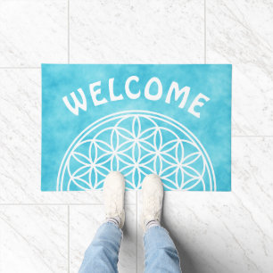 FLOWER OF LIFE - Sacred Geometry Symbol outline 2 Doormat