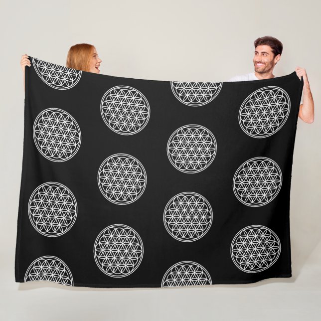 FLOWER OF LIFE - Sacred Geometry Symbol outline 2 Fleece Blanket (In Situ)