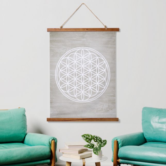 FLOWER OF LIFE - Sacred Geometry Symbol outline 2 Hanging Tapestry (Living Room)