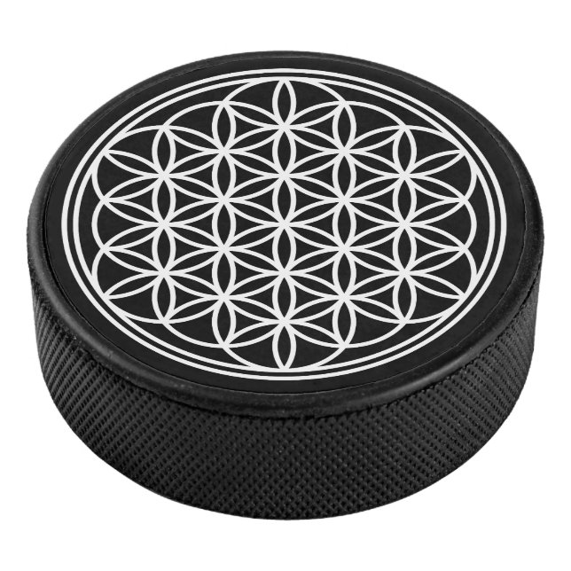 FLOWER OF LIFE - Sacred Geometry Symbol outline 2 Hockey Puck (3/4)