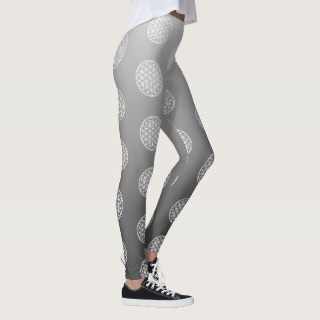 FLOWER OF LIFE - Sacred Geometry Symbol outline 2 Leggings (Right)