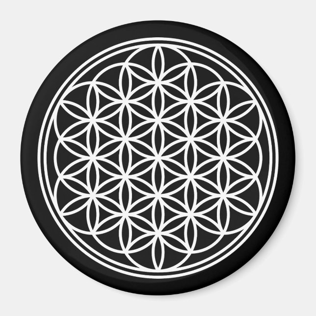 FLOWER OF LIFE - Sacred Geometry Symbol outline 2 Magnet (Front)