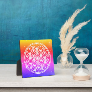 FLOWER OF LIFE - Sacred Geometry Symbol outline 2 Plaque