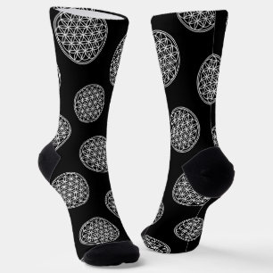FLOWER OF LIFE - Sacred Geometry Symbol outline 2 Socks