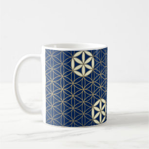 Flower Of Life - seamless pattern - blue beige Coffee Mug