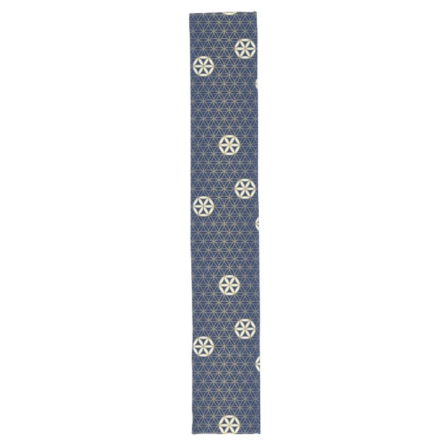 Flower Of Life - seamless pattern - blue beige Long Table Runner (Front)
