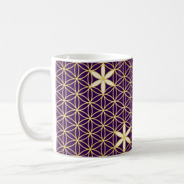 Flower Of Life - seamless pattern - golden Coffee Mug (Left)