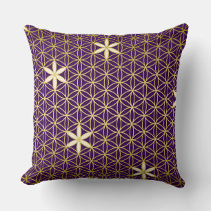 Flower Of Life - seamless pattern - golden Cushion