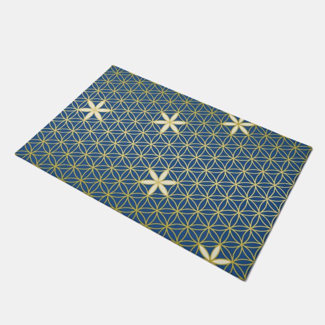 Flower Of Life - seamless pattern - golden Doormat (Angled)