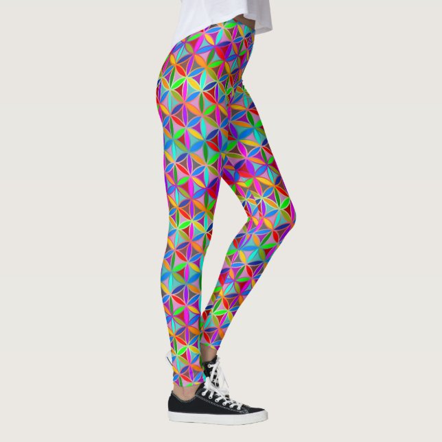 Flower of Life - seamless pattern - gradient colou Leggings (Right)