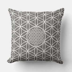 Flower of Life - seamless plain white + your backg Cushion