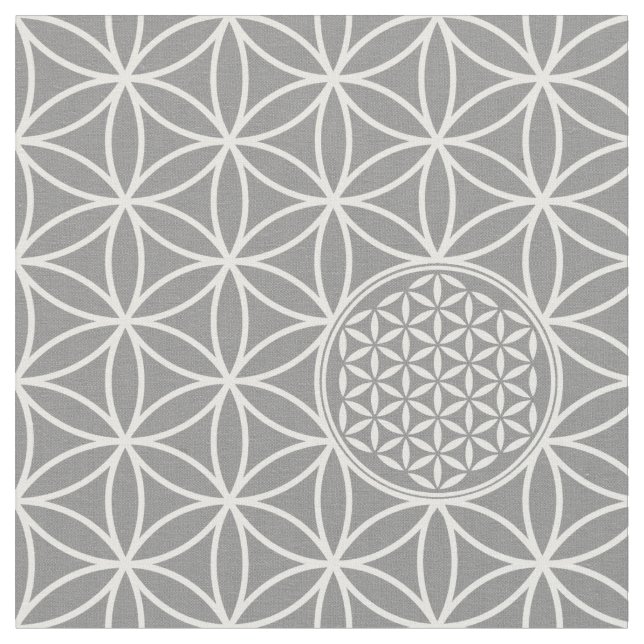 Flower of Life - seamless plain white + your backg Fabric (Close Up)