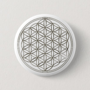 Flower of Life silver big 6 Cm Round Badge