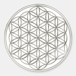Flower of Life   silver big Classic Round Sticker