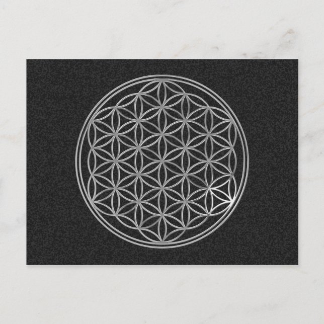 Flower Of Life | silver, black splatter Postcard (Front)