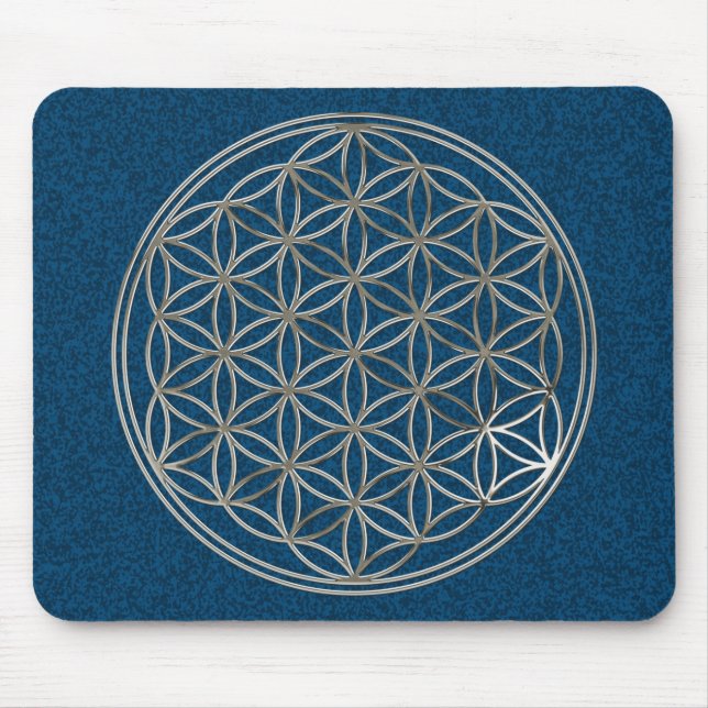 Flower of Life | silver blue Mouse Pad (Front)