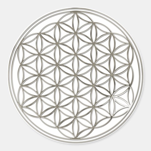Flower of Life | silver Classic Round Sticker (Front)